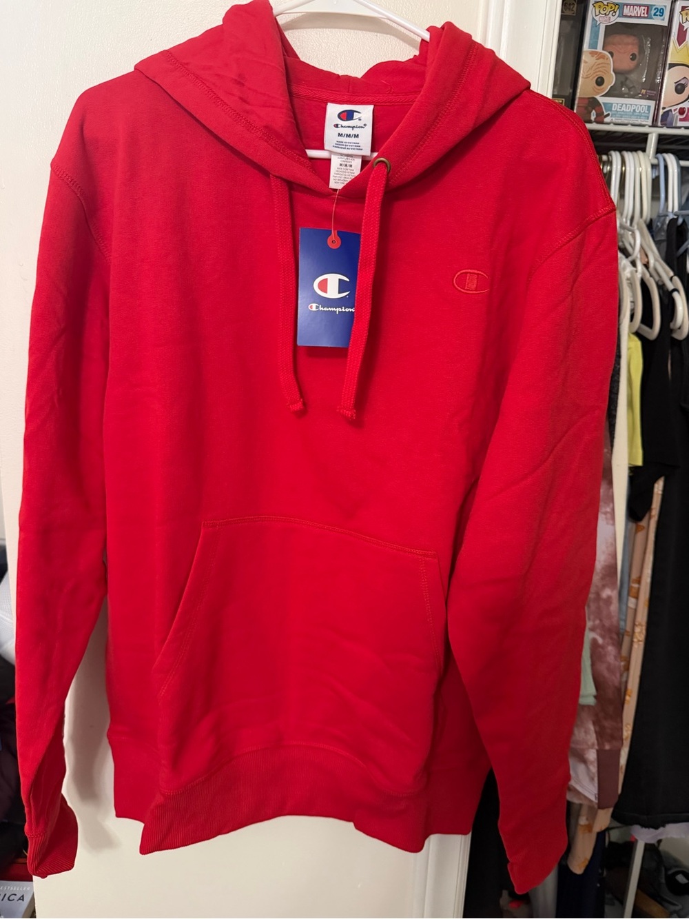 Champion Red Pullover Hoodie with Embroidered Logo